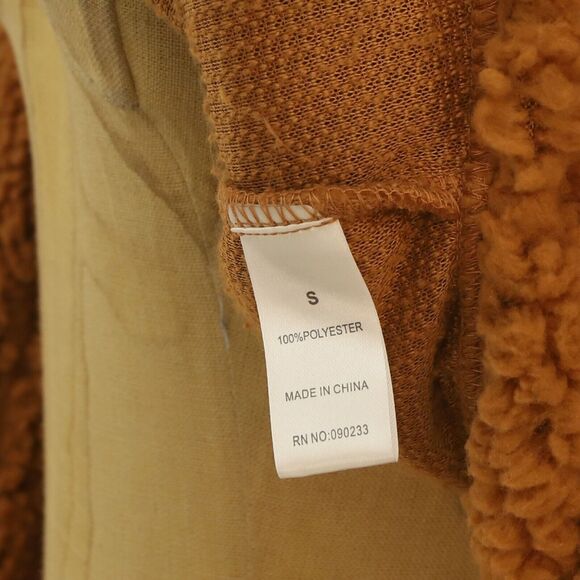 PACSUN Cropped Homecoming Shacket Small S Jacket Faux Fur Button Brown NWT B89 - Picture 6 of 6